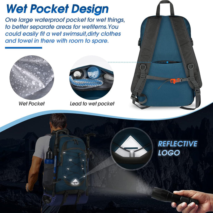 Lekki plecak outdoor 40L, wodoodporny nylon, doskonały na podróże i górskie wyprawy.