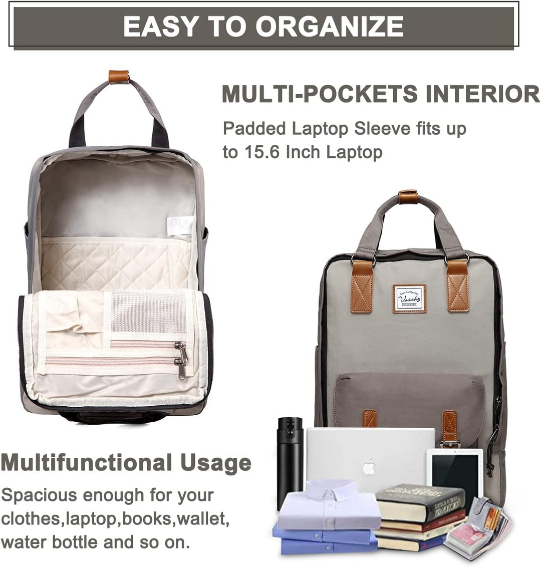 Nowoczesny plecak unisex vintage na laptopa 15.6". Wodoodporny, z inteligentnym organizerem.