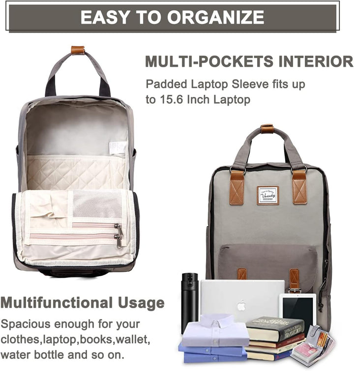 Nowoczesny plecak unisex vintage na laptopa 15.6". Wodoodporny, z inteligentnym organizerem.