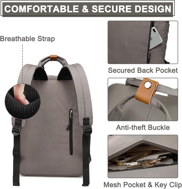 Wodoodporny plecak miejski unisex na laptopa 15,6 cala, w stylu vintage, z funkcjonalnym organizerem.