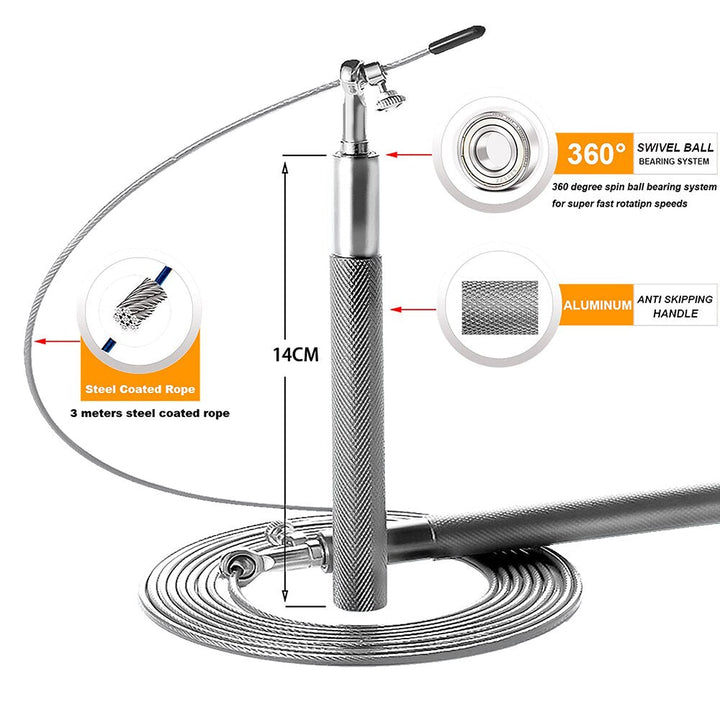 Detal: ergonomiczna aluminiowa rączka skakanki AeroSpin 360. Komfort i kontrola podczas treningu.
