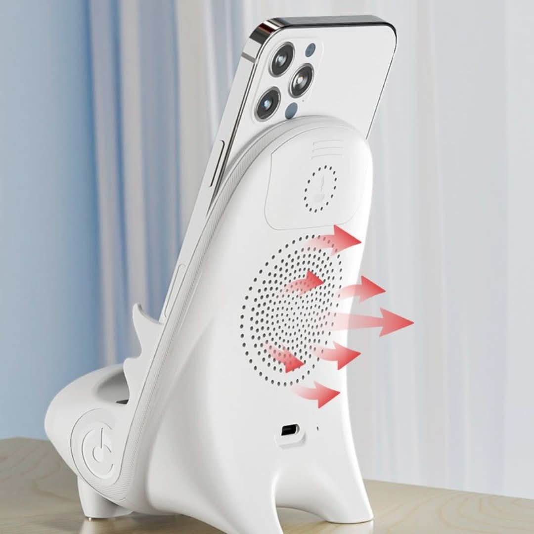 Minimalistyczna stacja ładująca 15W. Bezprzewodowa ładowarka do telefonu, regulowany kąt, szybkie ładowanie.