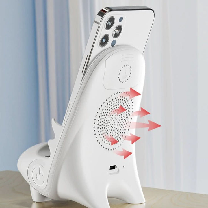 Minimalistyczna stacja ładująca 15W. Bezprzewodowa ładowarka do telefonu, regulowany kąt, szybkie ładowanie.