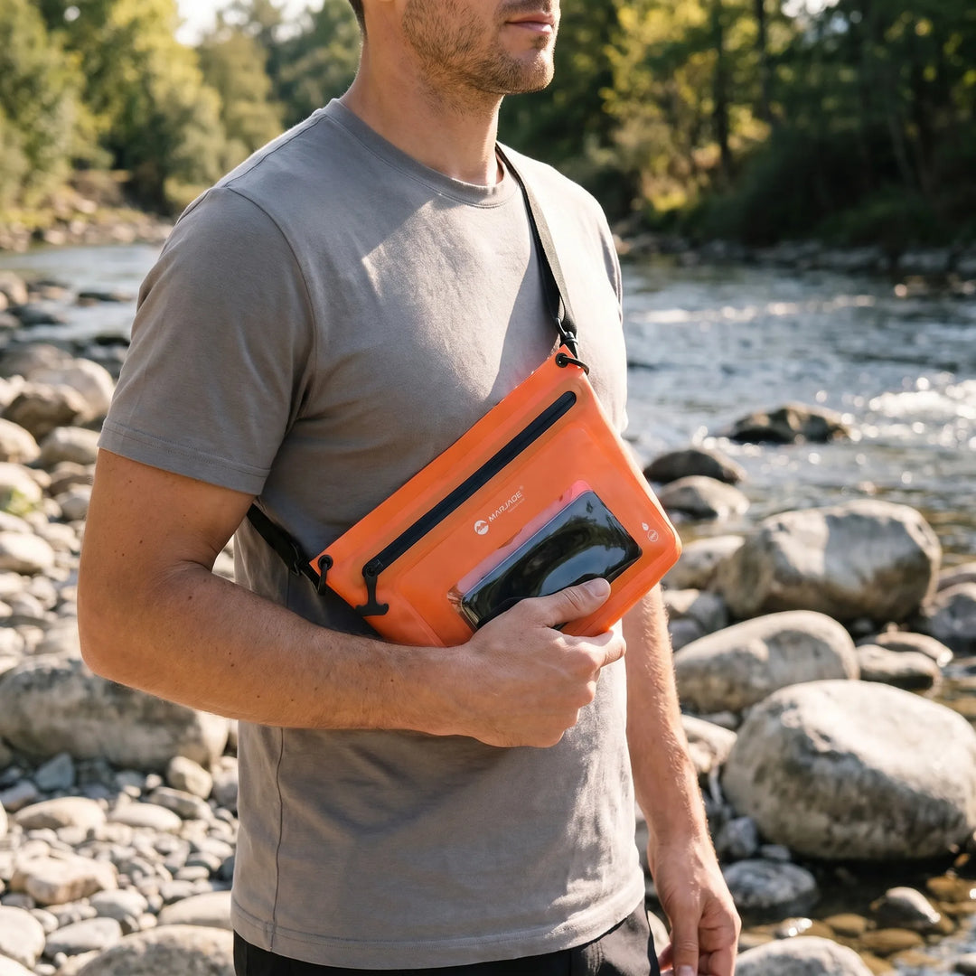 Uniwersalna torba crossbody outdoorowa z okienkiem dotykowym na telefon. Wodoodporna, na ramię.