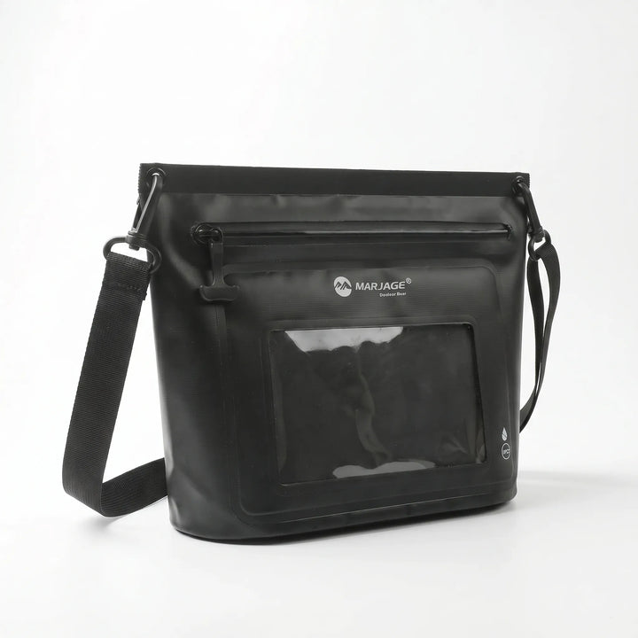 Wytrzymała torba crossbody outdoorowa, wodoodporna. Z przezroczystym okienkiem dotykowym na telefon.