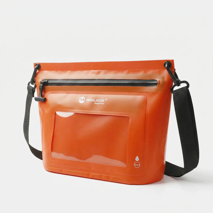 Praktyczna torba crossbody outdoorowa z dotykowym okienkiem, umożliwiającym obsługę telefonu.