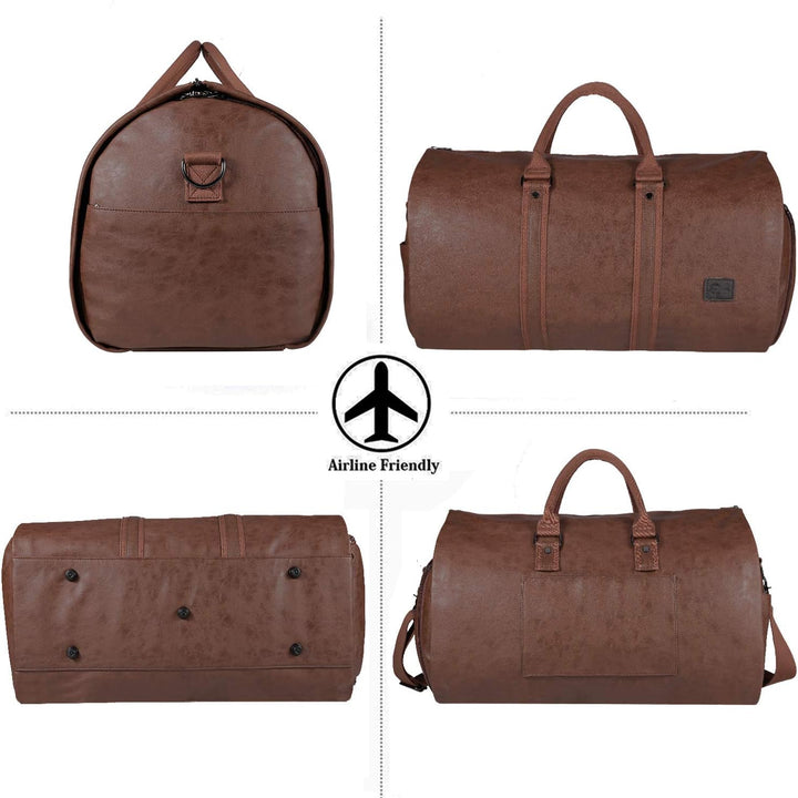 Czarna torba duffel unisex, konwertowalna na bagaż podręczny. Idealna do transportu garnituru.