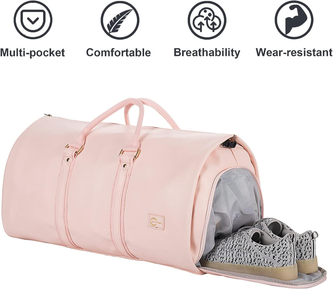 Torba podróżna unisex: czarny duffel z PU skóry, konwertowalny na torbę na garnitur, bagaż podręczny.