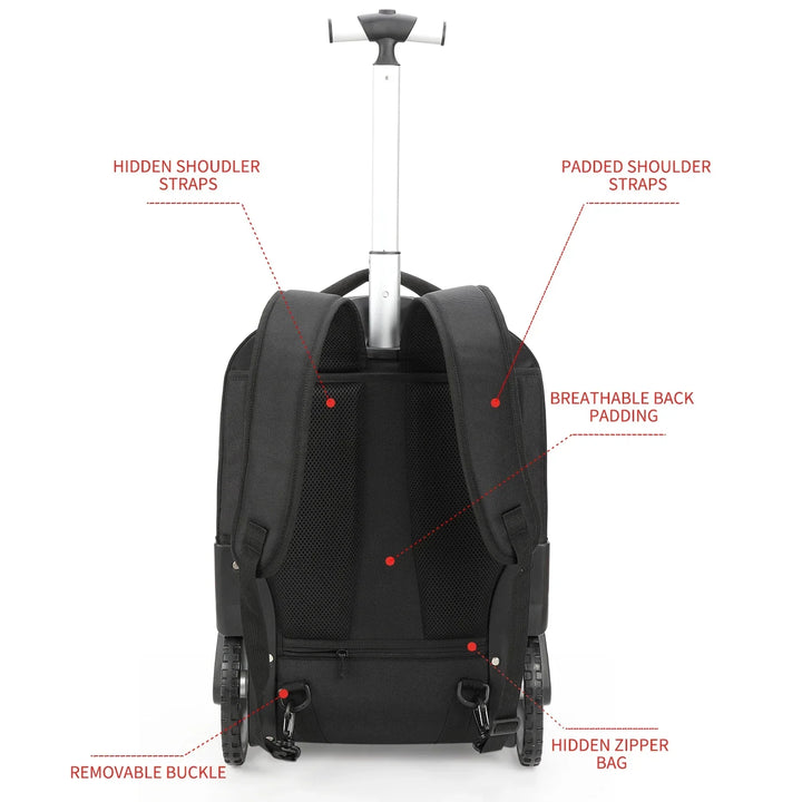 Plecak na laptopa na kółkach Helsinki, wielofunkcyjny do szkoły, biznesu i weekendowych wyjazdów. Unisex.