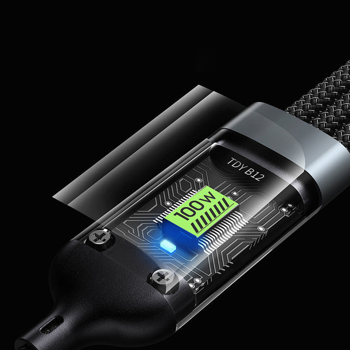 Kabel ładowarka 3w1 USB-C, Lightning, Micro USB. Szybkie ładowanie 100W dla smartfonów i tabletów.