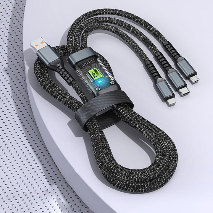 Ładowarka 3w1 dla wielu urządzeń: iPhone, Android, słuchawki. Kabel z szybkim ładowaniem 100W USB-C.