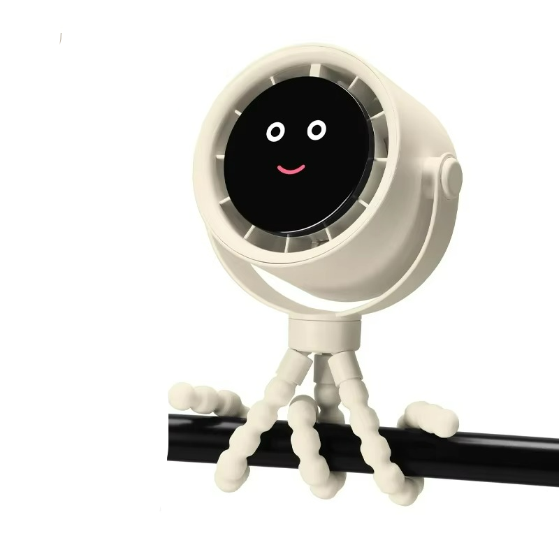 Mini wentylator USB akumulatorowy na podróże. Elastyczne mocowanie, chłodzi w drodze i na wakacjach.