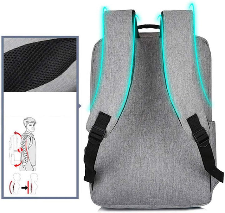 Mężczyzna z eleganckim plecakiem biznesowym na laptopa, wodoodpornym i wygodnym, z portem USB.