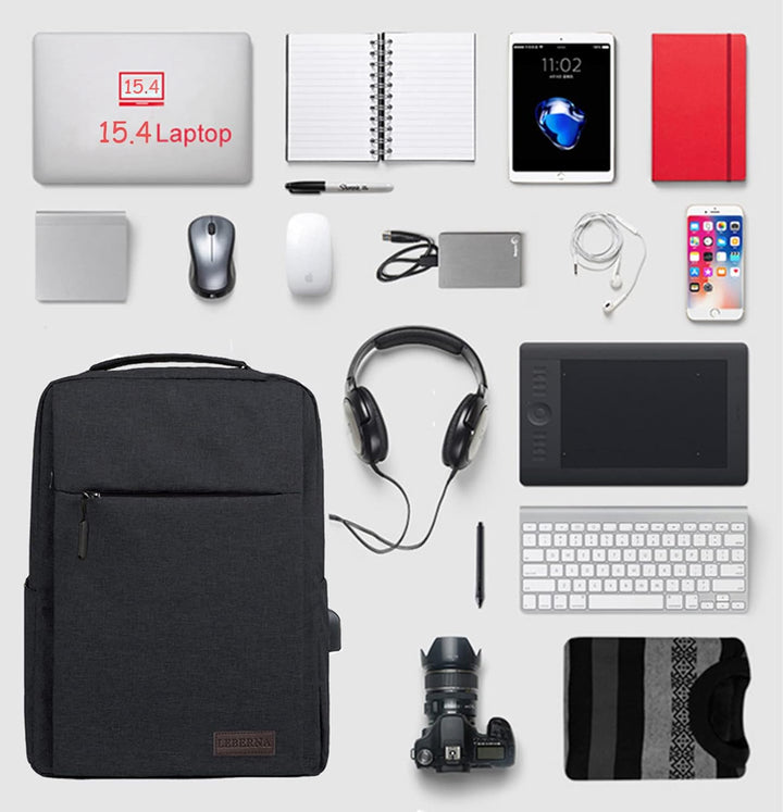 Miejski plecak na laptopa, smukły i stylowy, z portem USB, idealny do codziennego użytku w mieście.