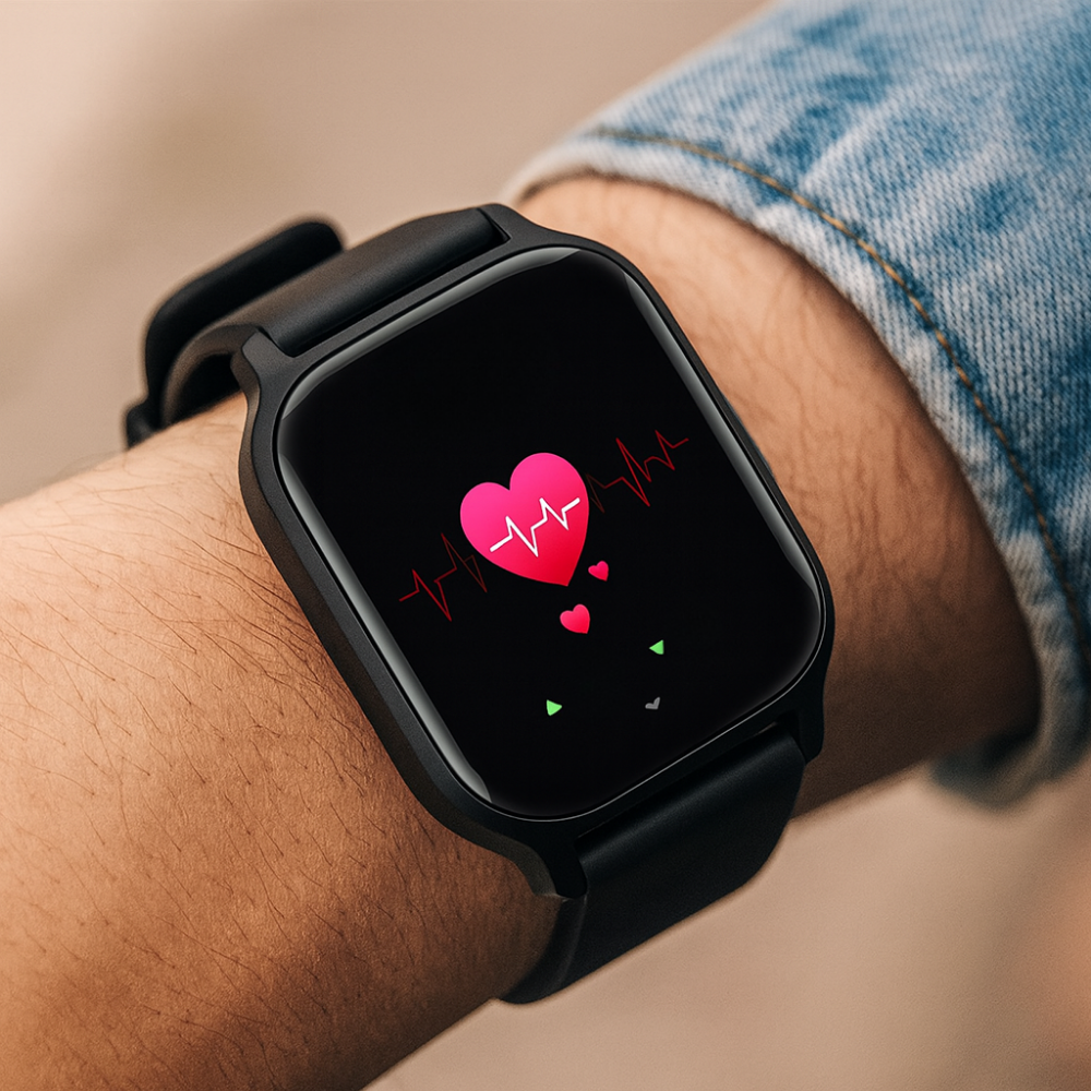 Uniwersalny smartwatch monitor fitness z Bluetooth 5.2. Duży wyświetlacz, śledź aktywność i zdrowie.