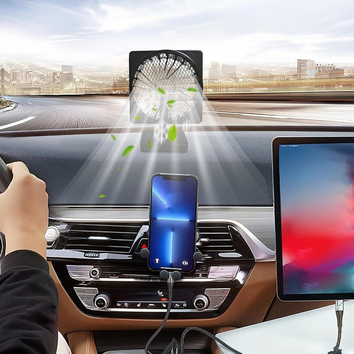 Wentylator samochodowy z zasilaniem USB, idealny do auto i podróży, zapewnia komfortowe chłodzenie powietrza.