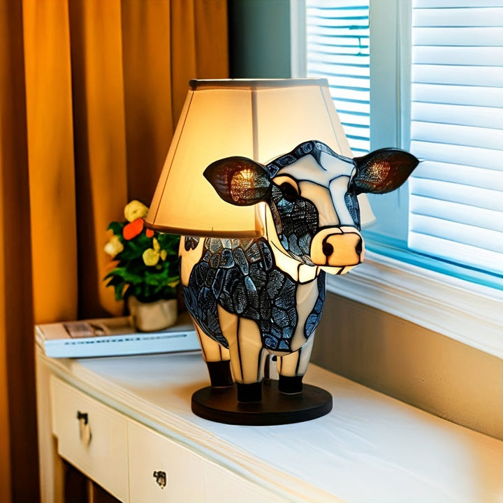 Designerska lampa stołowa LED krowa, świetny prezent i dekoracja do salonu lub sypialni.