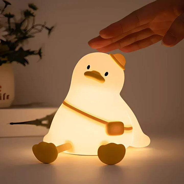 Lampka nocna LED, styl nowoczesny, ciepłe oświetlenie sypialni, design.