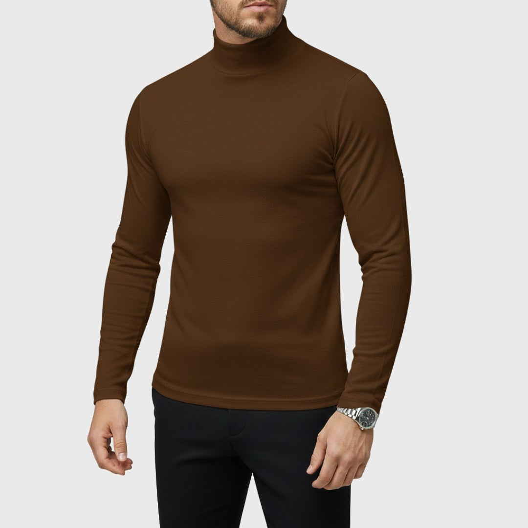 Dopasowany sweter męski z golfem w stylu casual, odzież na zimę