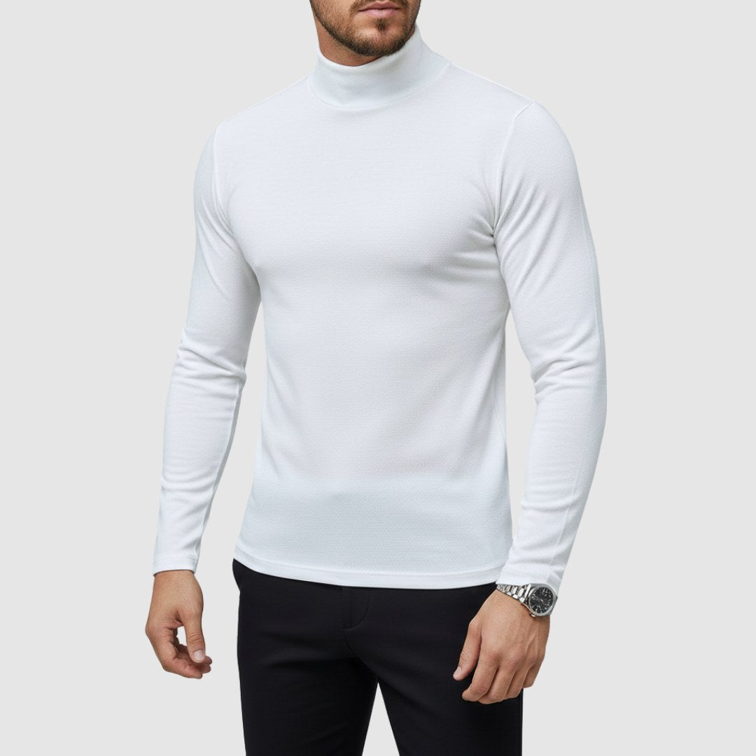 Stylowy czarny golf męski slim fit, modny sweter na chłodne dni