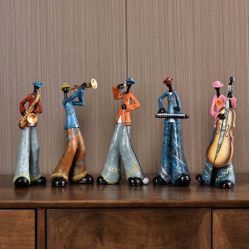Stylowa figurka vintage jazzowego zespołu. Idealna dekoracja muzyczna do domu, świetny prezent dla fana jazzu.