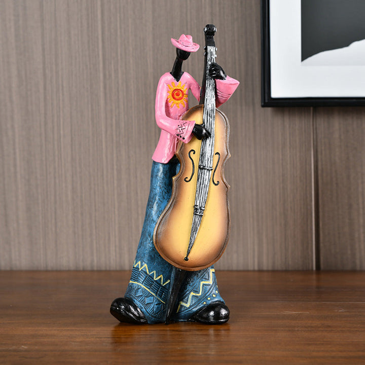 Urokliwa figurka vintage zespołu jazzowego z instrumentami. Muzyczna dekoracja do salonu, sypialni, prezent.
