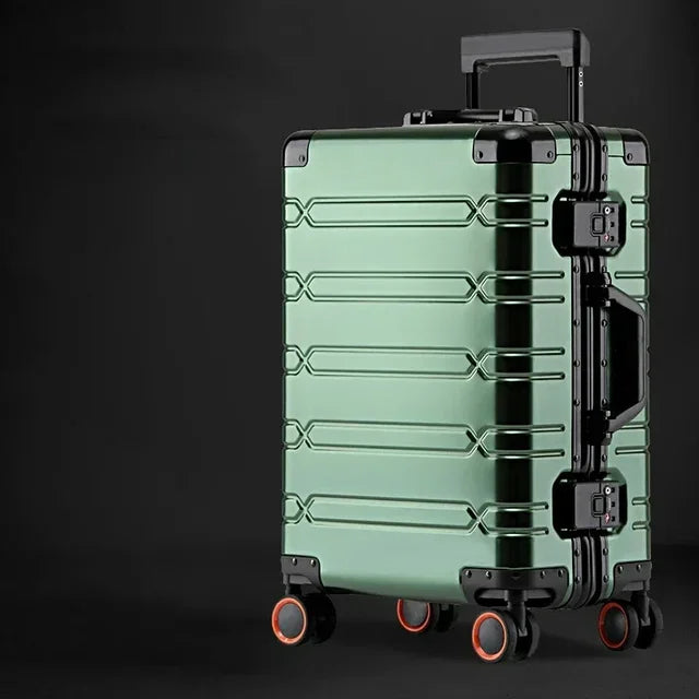 Bezpieczna walizka podróżna Oslo, wykonana z aluminium-magnezu, z twardą obudową i zamkiem TSA.