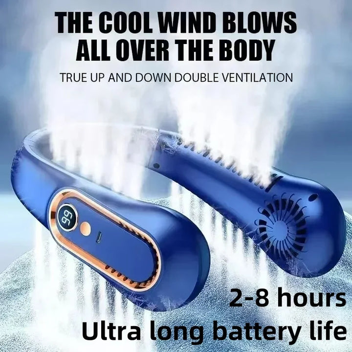 Uniwersalny wentylator na szyję. Bezłopatkowy, świeżość z USB, idealny na biuro i podróże.