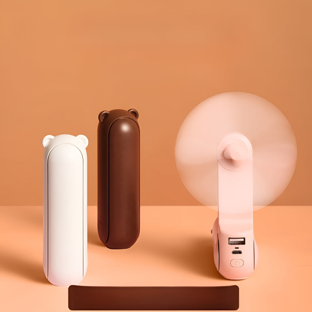 Wentylator kieszonkowy USB 3w1 z funkcją powerbanku. Idealny do chłodzenia w podróży i ładowania smartfona.