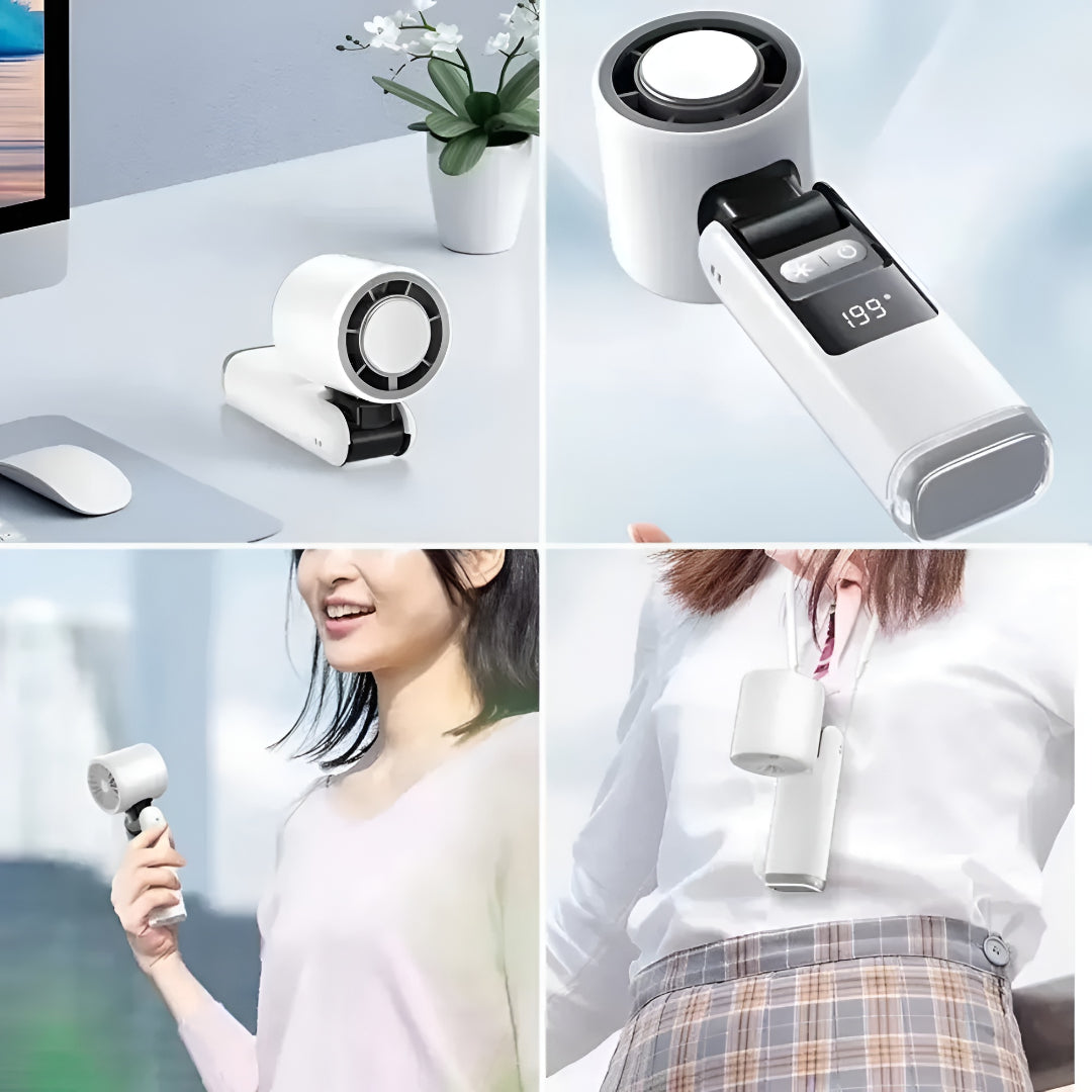 Akumulatorowy wentylator przenośny z szybkim ładowaniem USB-C. Długie godziny chłodzenia w upalne dni, podróż.