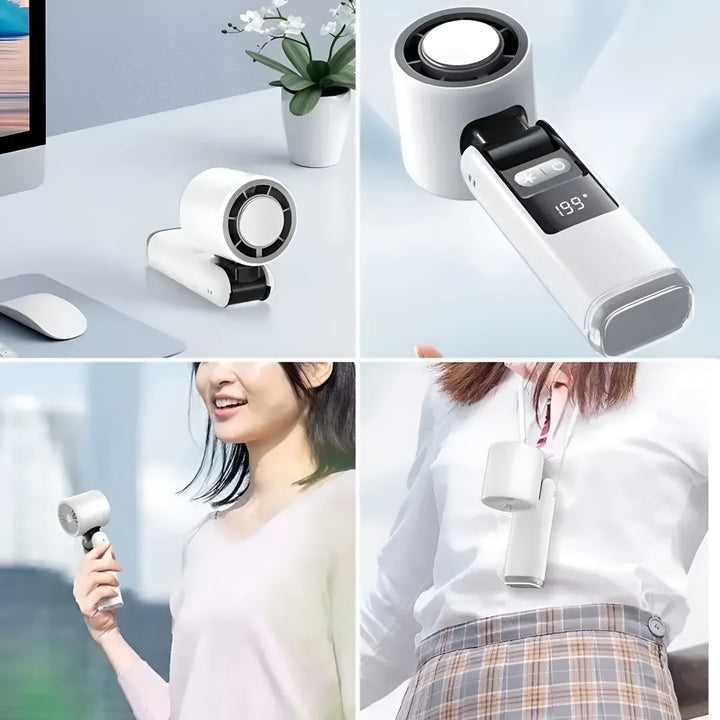 Akumulatorowy wentylator przenośny z szybkim ładowaniem USB-C. Długie godziny chłodzenia w upalne dni, podróż.