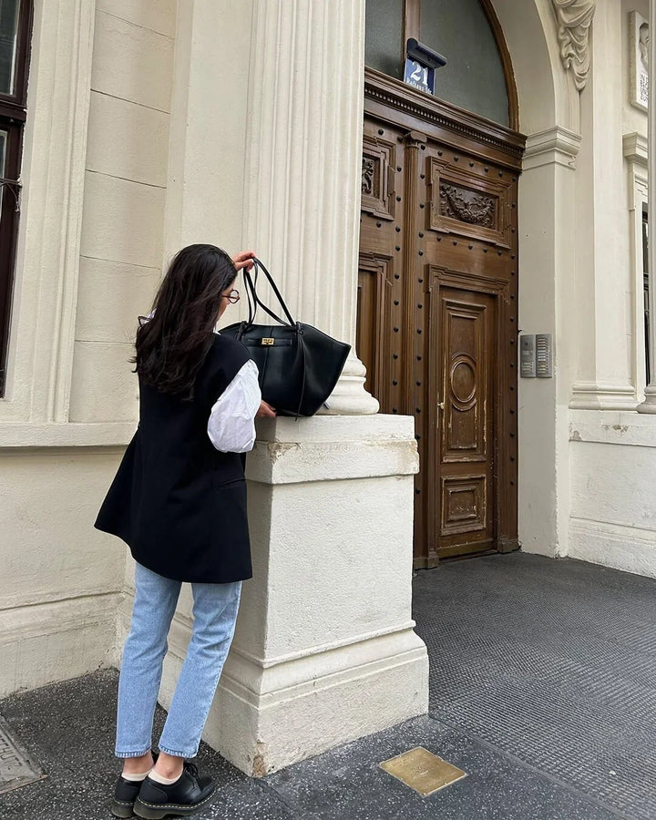 Kompletny zestaw dodatków damskich z torbą shopper trapezową