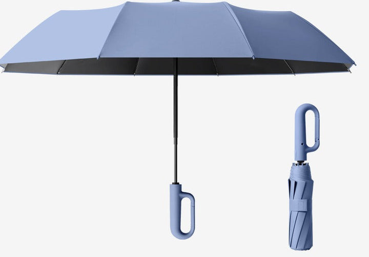 Wiatroodporny parasol automatyczny z uchwytem na klamrę. Idealny na deszcz i podróże.
