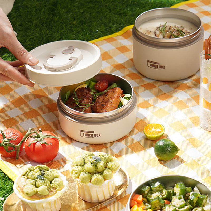 Termiczny lunchbox wielopoziomowy z torbą, do zabierania posiłków na wynos. Uniwersalny na podróż.