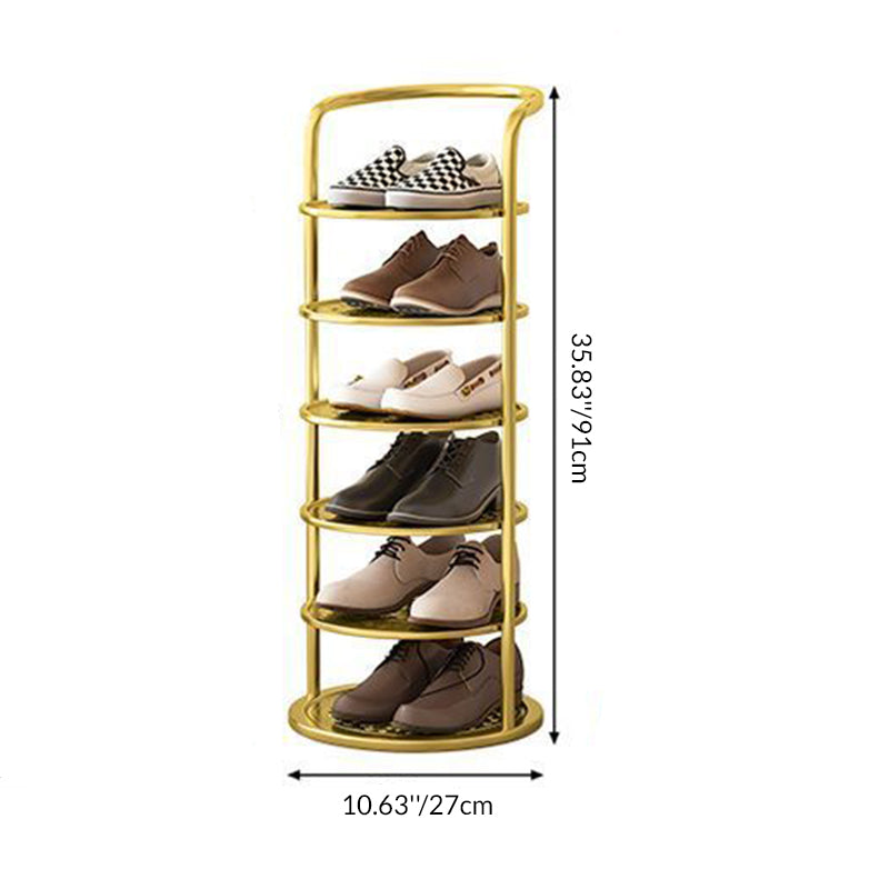 Kompaktowy organizer na buty, z wieloma półkami, porządkuje garderobę.