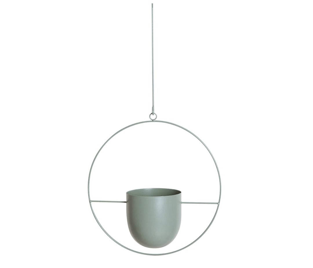Metalowy wiszący uchwyt na rośliny. Elegancki, minimalistyczny design do dekoracji ściennych i wystroju wnętrz.