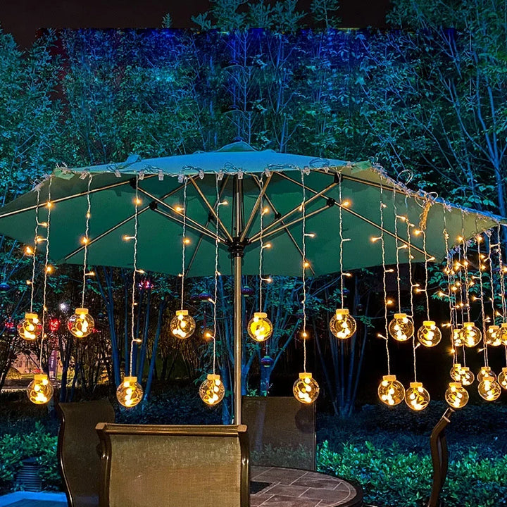 Energooszczędna girlanda LED ciepła biel, oświetlenie ogrodowe na balkon i taras, wodoodporne.