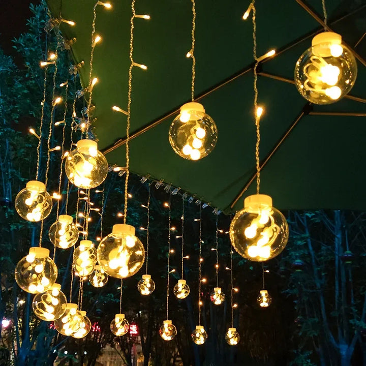 Wielokolorowa girlanda LED, dekoracja zewnętrzna ogrodu, wodoodporne lampki ogrodowe.