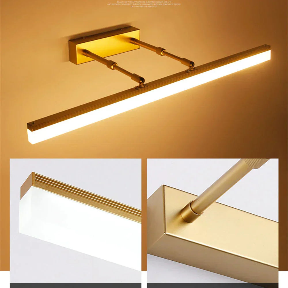 Designerska lampa ścienna LED do łazienki. Wodoodporne oświetlenie lustra, nowoczesny styl.