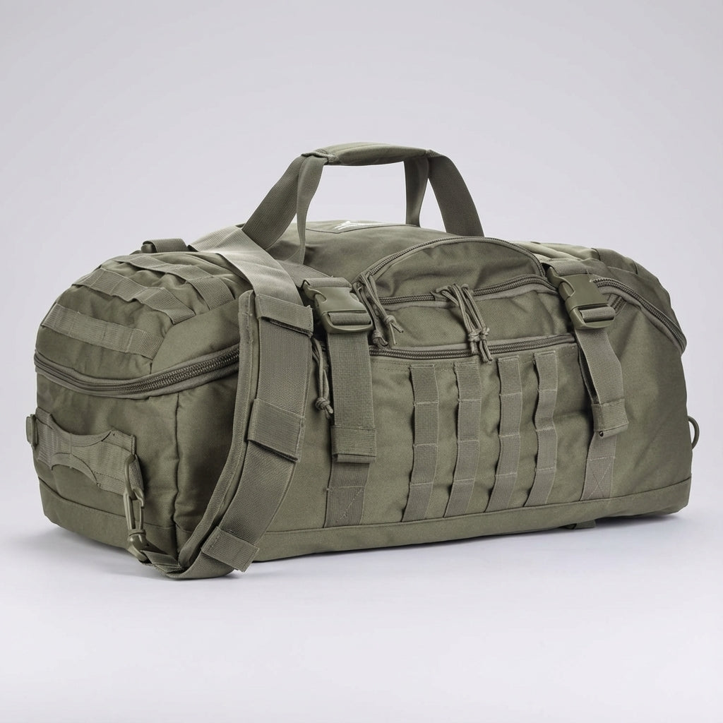 Wytrzymała taktyczna torba duffel Fortivoy 45L, wodoodporna. Plecak podróżny dla aktywnych, z licznymi kieszeniami.