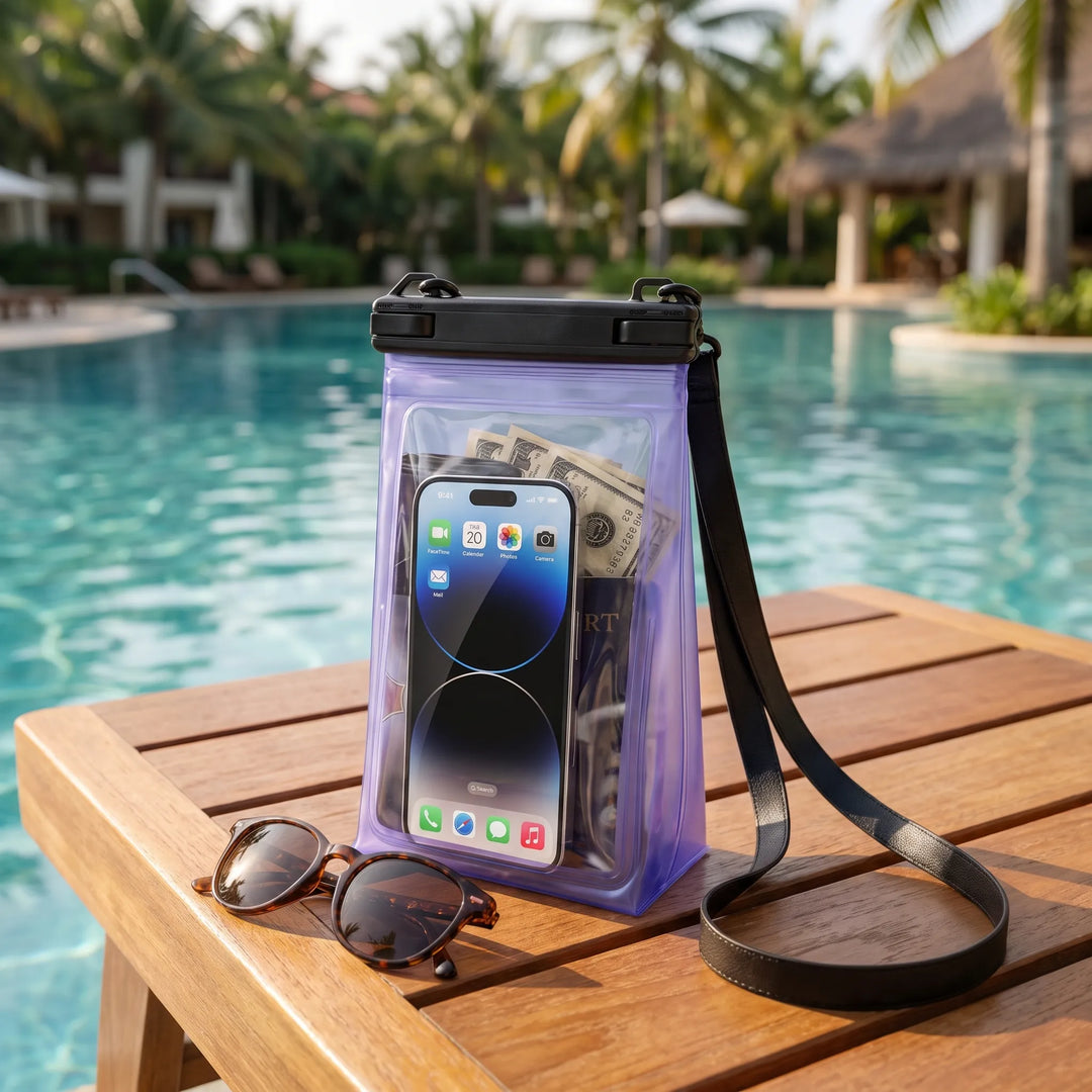 Wodoodporne etui na telefon z ekranem dotykowym, idealne na plażę, basen i sporty wodne.