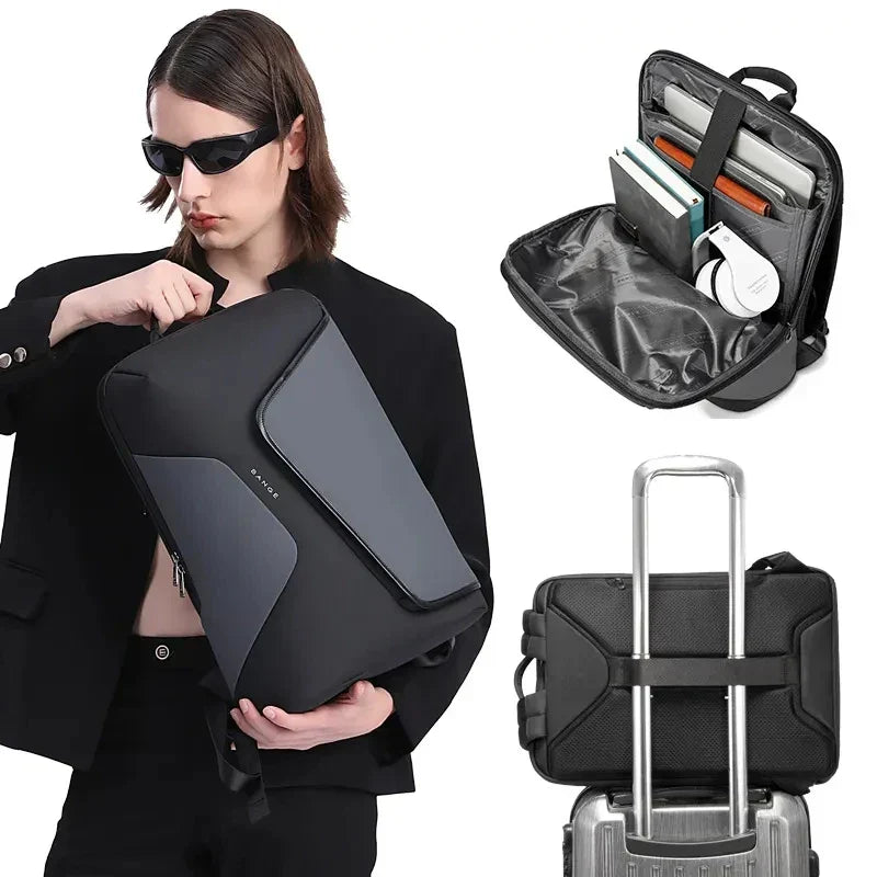 Wodoodporny plecak na laptopa FluxPack, bezpieczny transport elektroniki, port USB, stylowy i funkcjonalny.