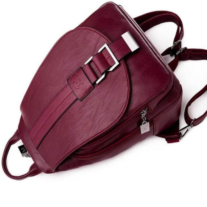 Premium plecak damski wodoodporny, skórzany, z pojemnym wnętrzem na drobiazgi.