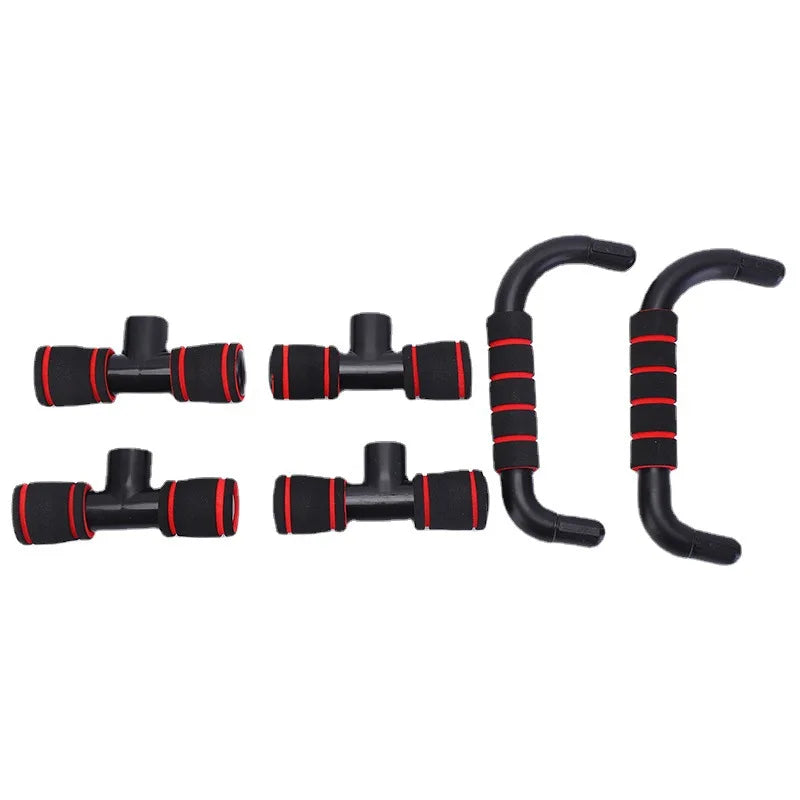 Stabilne podpórki do pompek z antypoślizgowymi uchwytami, wspierające efektywny trening siłowy i fitness w domu.