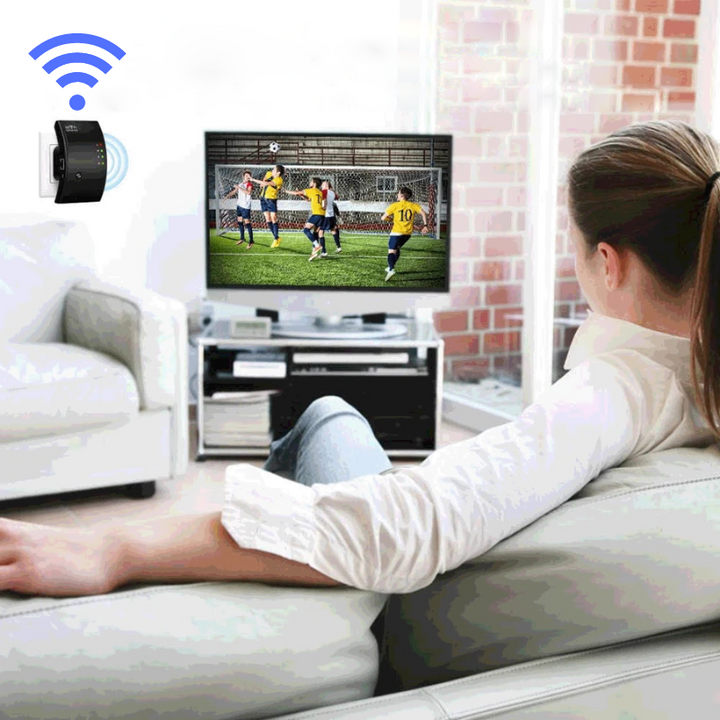 Repeater WiFi eliminujący martwe strefy, wzmacniający sygnał internetu. Idealny do dużych domów, szybki i stabilny zasięg.