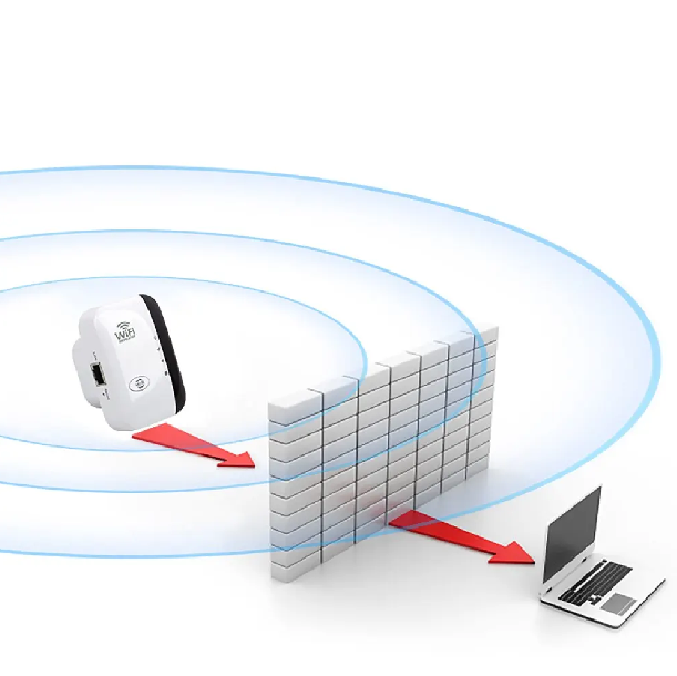 Kompaktowy wzmacniacz sygnału WiFi, idealny do poprawy zasięgu internetu domowego i eliminacji zakłóceń.