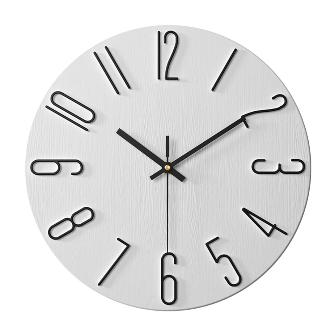 Elegancki plastikowy zegar ścienny z minimalistycznym designem, do wnętrz nowoczesnych i klasycznych.