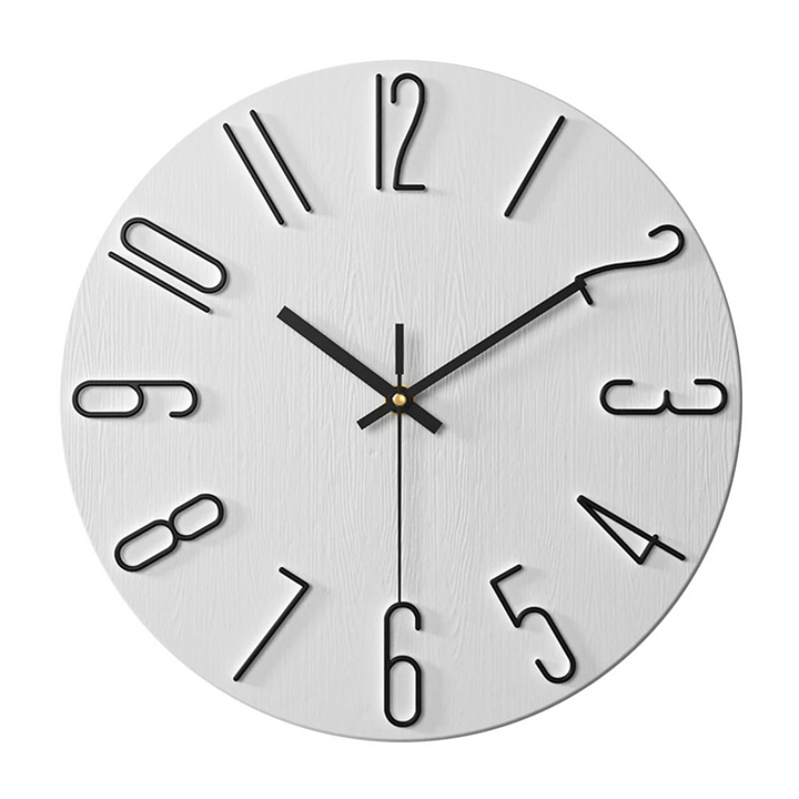 Elegancki plastikowy zegar ścienny z minimalistycznym designem, do wnętrz nowoczesnych i klasycznych.