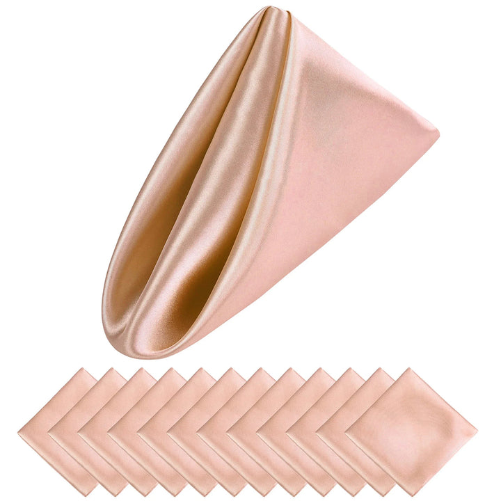 Błyszczące satynowe serwetki 30x30 cm, 12 sztuk. Luksusowa dekoracja stołu na eleganckie przyjęcia.