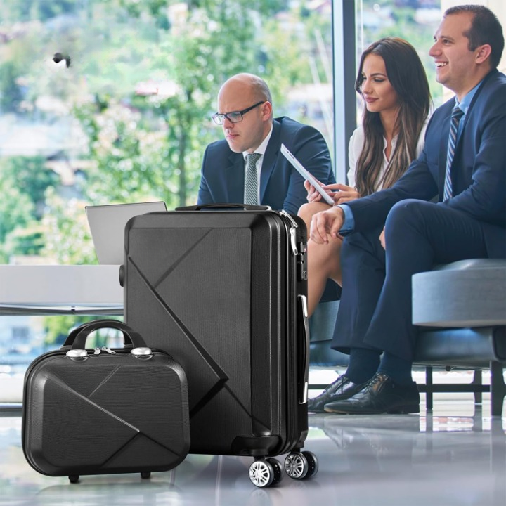 Zestaw 2 walizek unisex z twardą obudową ABS, kółkami 360° i zamkiem TSA. Idealne na podróże.